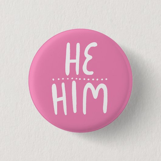 HABE/HABM Pronouns Pink Handschrift Minimaler Knop Button (Vorderseite)