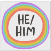 HABE/HABM Pronouns Rainbow Circle Handschrift Aufkleber (Vorderseite)