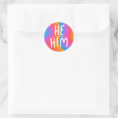 HABE/HABM Pronouns Rainbow Handletting Sheet Runder Aufkleber (Tasche)
