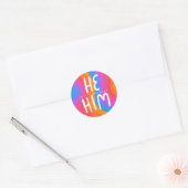 HABE/HABM Pronouns Rainbow Handletting Sheet Runder Aufkleber (Umschlag)