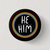 HABE/HIM Pronouns Rainbow Handlettered Minimal Button (Vorderseite)