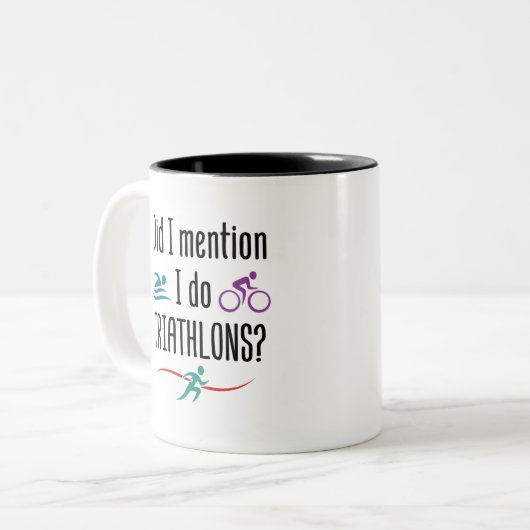 Habe ich erwähnt, ich mache Triathlons Funny Triat Zweifarbige Tasse (Vorderseite Links)