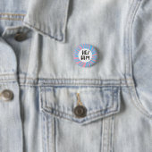 HABE Pronouns farbenfrohe Trans-Flagge Rosa Blau Button (Beispiel)