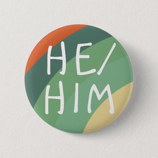 HABE Pronouns Rainbow Stripes Retro Button (Vorderseite)