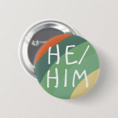 HABE Pronouns Rainbow Stripes Retro Button (Vorne & Hinten)