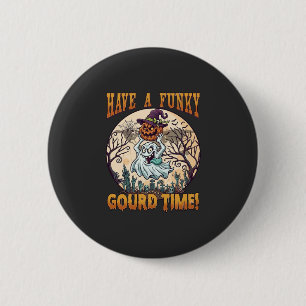 Habe verrückte Kürbiszeit Geist Kürbis Friedhof Button