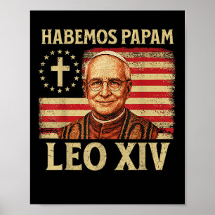 Habemus Papam Leo Xiv 14. Papst 2025 USA Flag Vint Poster