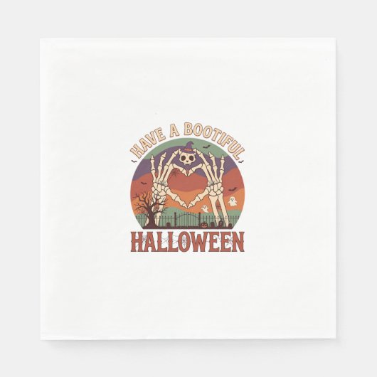 Haben Bootiful Halloween Skelett Hände Katze Schäd Serviette (Vorderseite)