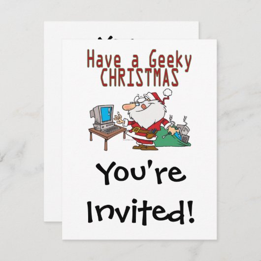 haben einen geekten Weihnachtsmann-Computer Einladung (Vorne/Hinten)