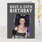 HABEN EINEN GUTEN GEBURTSTAG, EMO GOTHIC MÄDCHEN KARTE (Gelbe Blume)
