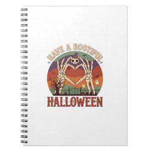 Haben schöne Halloween-Skeletthand-Katzenschädel-W Notizblock