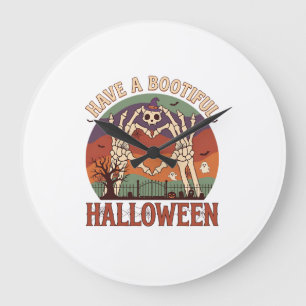 Haben Sie Bootiful Halloween Skelett Hände Katze S Große Wanduhr