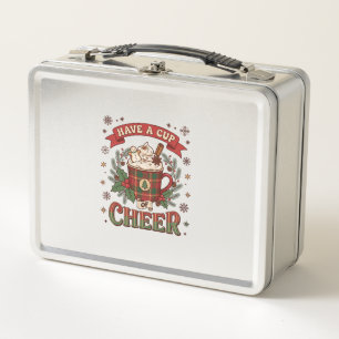 Haben Sie Cup Cheer Weihnachten Karo-Mug Heiße Sch Metall Brotdose