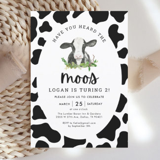 Haben Sie den Moos Cow Junge gehört 2. Geburtstag Einladung