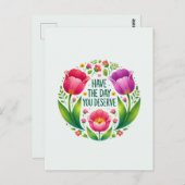 Haben Sie den verdienten Tag - florale Postkarte (Vorne/Hinten)