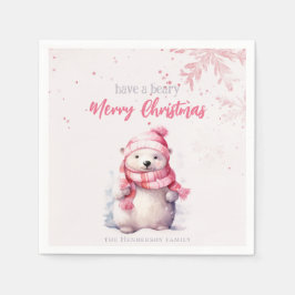 Haben Sie ein beary frohe Weihnachten Polar Bär Fu Serviette