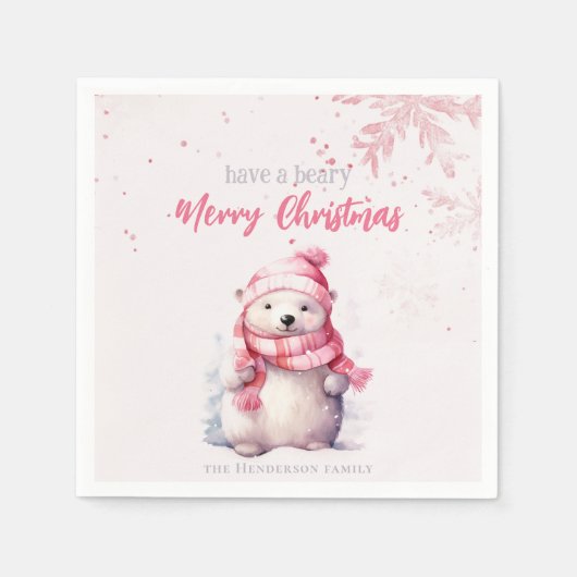 Haben Sie ein beary frohe Weihnachten Polar Bär Fu Serviette (Vorderseite)