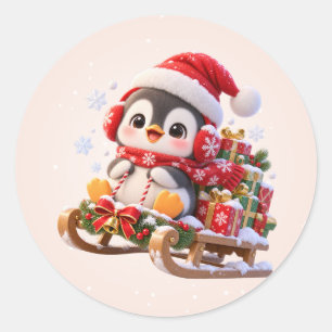 Haben Sie ein Cool Yule Süßer Pinguin Runde Aufkle Runder Aufkleber