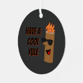 Haben Sie ein Cooles Weihnachten Flaming Log Weihn Ornament Aus Metall (Vorderseite links)