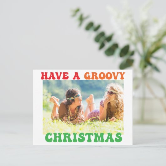 Haben Sie ein Groovy Weihnachten Niedliches Hippie Postkarte (Stehend Vorderseite)