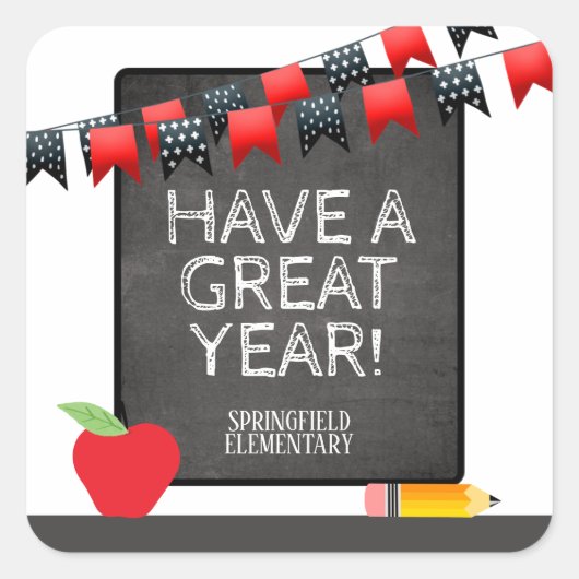 Haben Sie ein großartiges Jahr mit roten und schwa Quadratischer Aufkleber (Vorderseite)