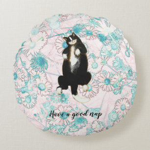 Haben Sie ein gutes Nickerchen wie dieses Cat Roun Rundes Kissen