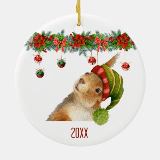Haben Sie ein hübsches Weihnachtshörnchen nach Maß Keramik Ornament (Hinten)
