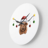 Haben Sie ein Merry Hielan Coo Weihnachten  Große Wanduhr (Winkel)