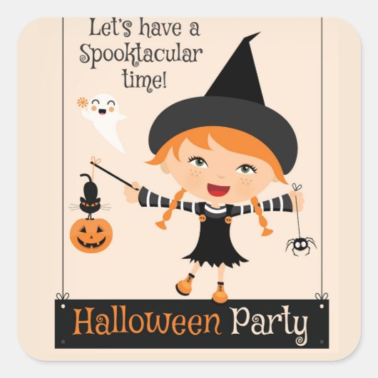 Haben Sie ein Spooktacular Time Halloween-Party Quadratischer Aufkleber (Vorderseite)