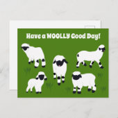 Haben Sie ein WOOLY Good Day Wallis Blacknowledged Postkarte (Vorne/Hinten)