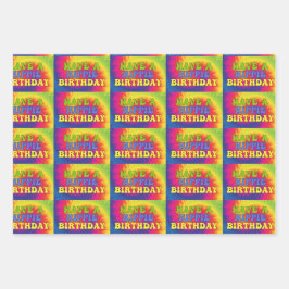 Haben Sie eine Hippie Geburtstags-Gefärbte Krawatt Geschenkpapier Set