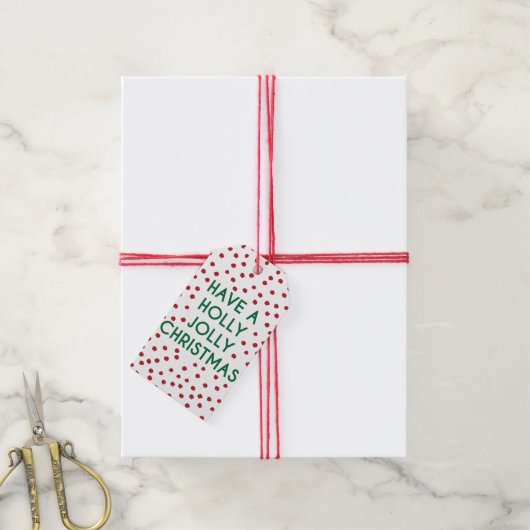 Haben Sie eine Holly Jolly Christmas Polka Dot Ges Geschenkanhänger (Mit Garn)