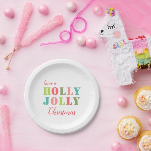 Haben Sie eine Holly Jolly Weihnachten farbenfrohe Pappteller (Party)