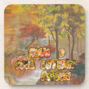 Haben Sie eine kühle Herbstsaison Vintage-Kunst dr Getränkeuntersetzer