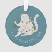 Haben Sie eine Meowy Weihnachts Fairy Lights Kat Ornament (Vorderseite)