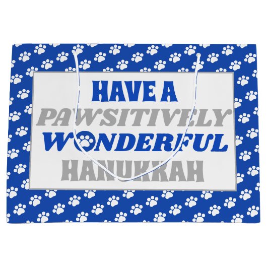 Haben Sie eine pawsitiv wunderbare Hanukka Große Geschenktüte (Vorderseite)