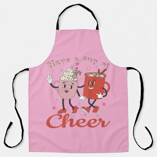 Haben Sie eine Tasse Cheer Retro Rosa Weihnachten Schürze (Vorderseite)