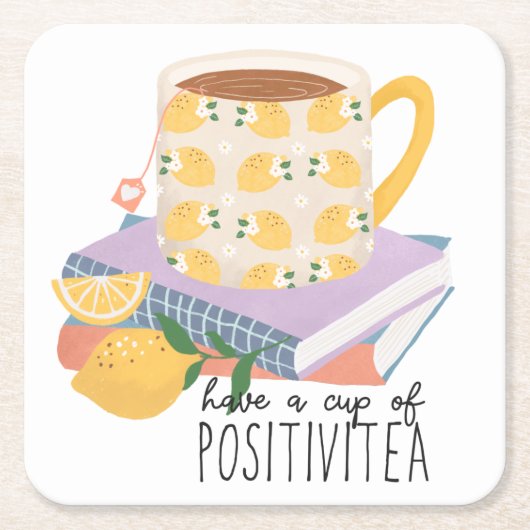 Haben Sie eine Tasse Positivitea Zitat Rechteckiger Pappuntersetzer (Vorderseite)