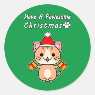 Haben Sie eine tolle Weihnachten - Ginger Tabby Ca Runder Aufkleber