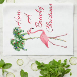 Haben Sie einen Beachy Weihnachtsflamingo Geschirrtuch