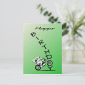 HABEN SIE EINEN ERSTEN GEBURTSTAG.grün. Postkarte (Stehend Vorderseite)