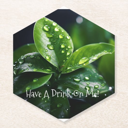 HABEN SIE EINEN GETRÄNK AUF MIR GRÜNEN LEAF-UNTERS UNTERSETZER (Vorderseite)