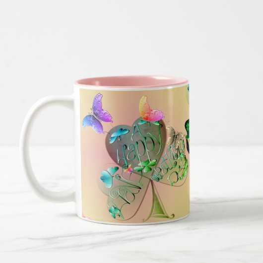 "Haben Sie einen glücklichen St. Patrick's" Leprec Zweifarbige Tasse (Links)