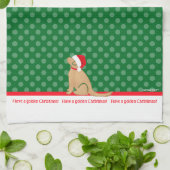 Haben Sie einen Golden Christmas Hund Green Kittuc Geschirrtuch (Gefaltet)