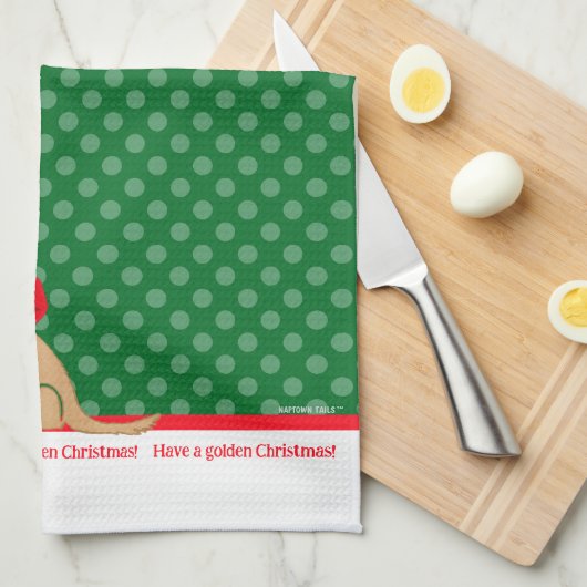 Haben Sie einen Golden Christmas Hund Green Kittuc Geschirrtuch (Viertel Falte)