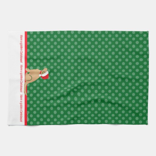 Haben Sie einen Golden Christmas Hund Green Kittuc Geschirrtuch (Horizontal)