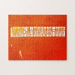 "Haben Sie Einen Goldenen Tag" Rustikale Abblätter Puzzle