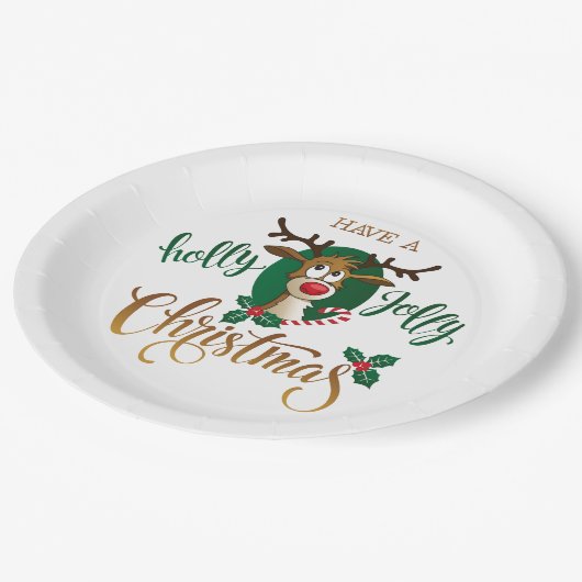 Haben Sie einen Holly Jolly Weihnachtsbaum | Urlau Pappteller (Schrägansicht)