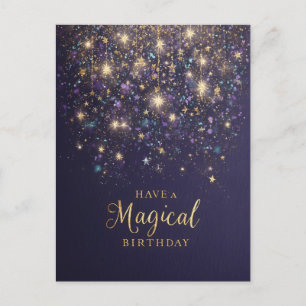 "Haben Sie einen magischen Geburtstag mit Glitzer  Feiertagspostkarte