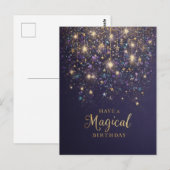 "Haben Sie einen magischen Geburtstag mit Glitzer Postkarte (Vorne/Hinten)